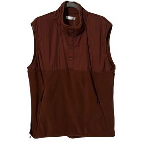 Stylus Mens Fleece Vest XL Brown Snap Neck Zip Pockets Outdoor Layering NWT